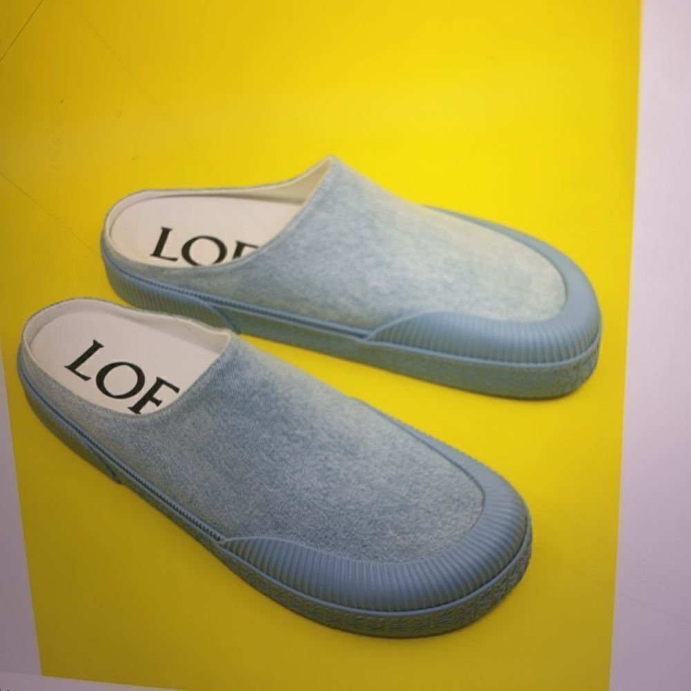 Paula’s Ibiza Loewe denim Terra Vulca slip on. #20